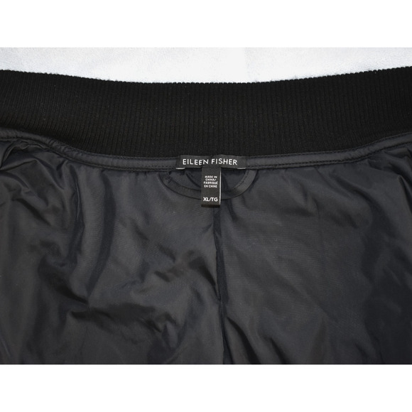 B0 Auth EILEEN FISHER Mixed Media Black Quilted Nylon Wool Sleeves Jacket Sz XL - Picture 5 of 6